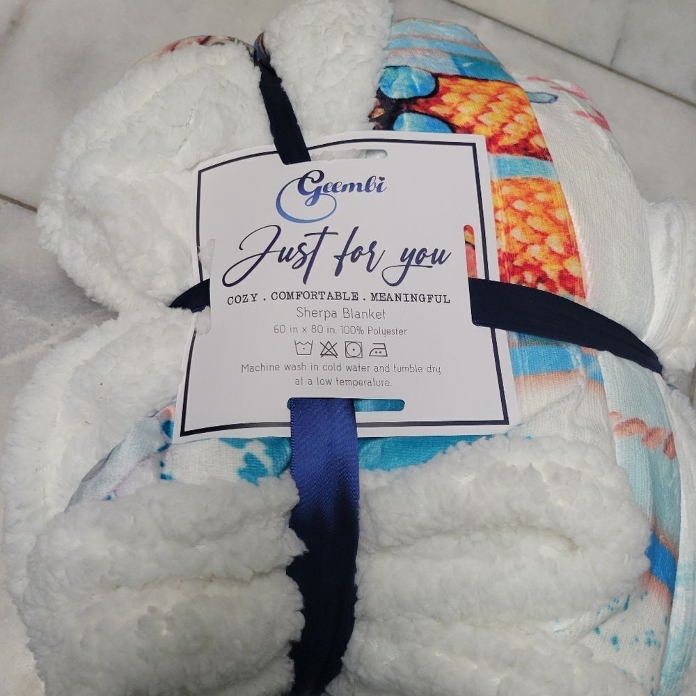 Cozy Geembi Just For You Comfortable Soft Sherpa Fleece Blanket 60inx80in NWT